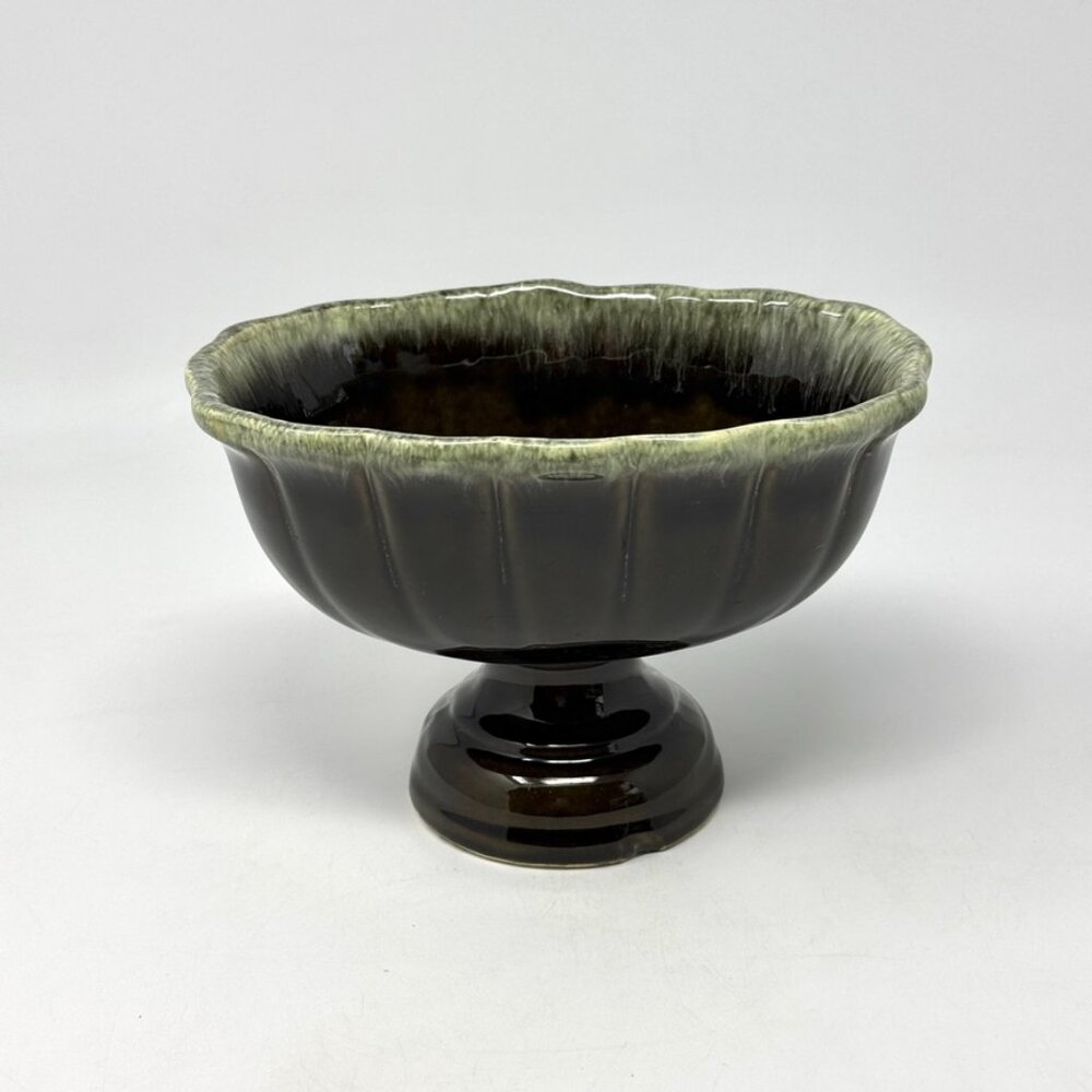 Hull Pedestal Planter/Vase Brown/Green #F22 USA 4 1/2" Height VGC
